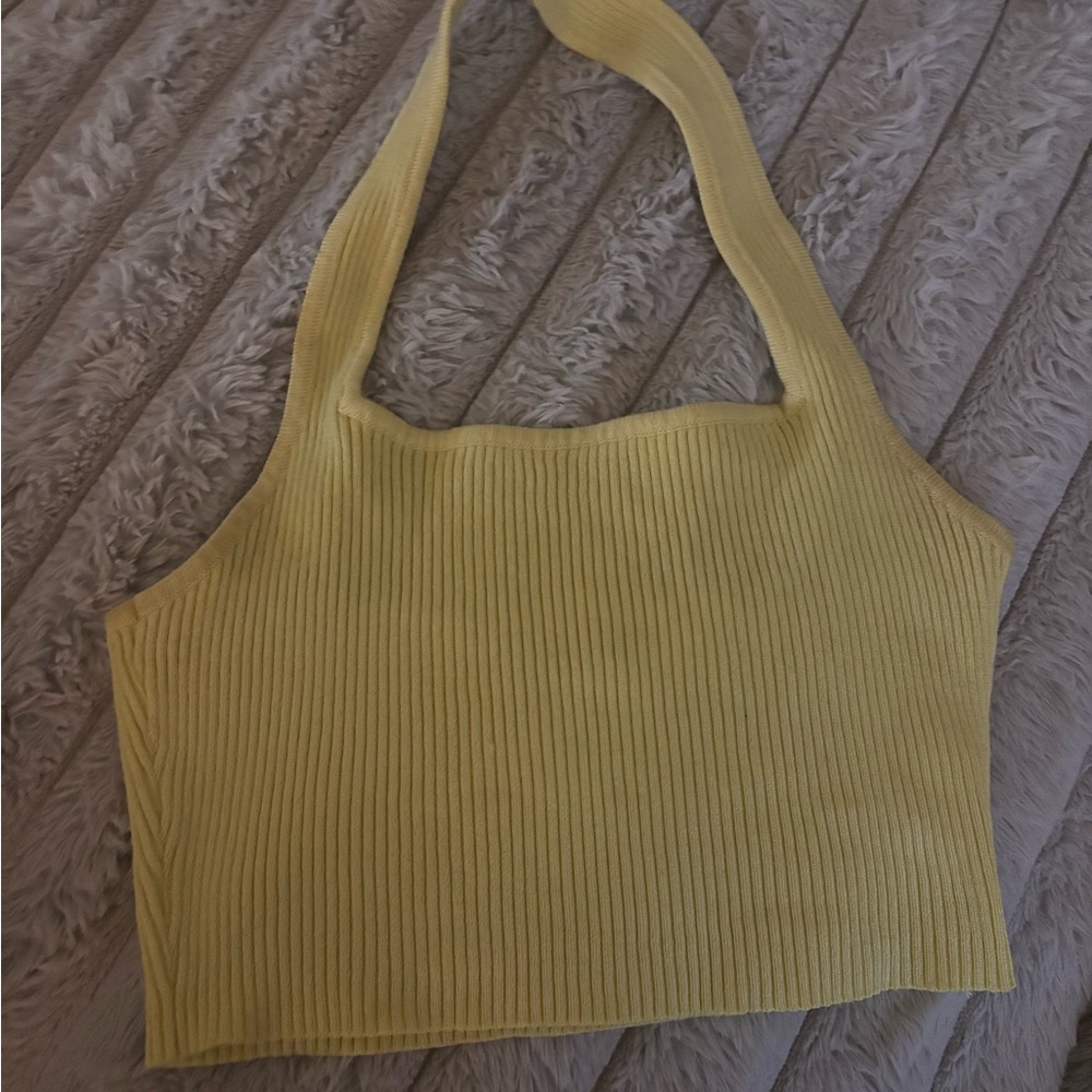 Yellow Ribbed Halter Top ⭐️ - Picture 2 of 6